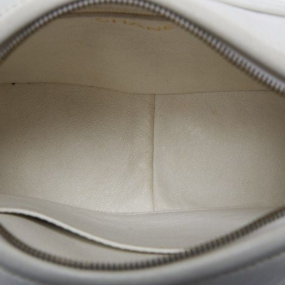 Chanel Coco Mark Fringed Bijoux Chain Shoulder Bicolor Lambskin White And Beige