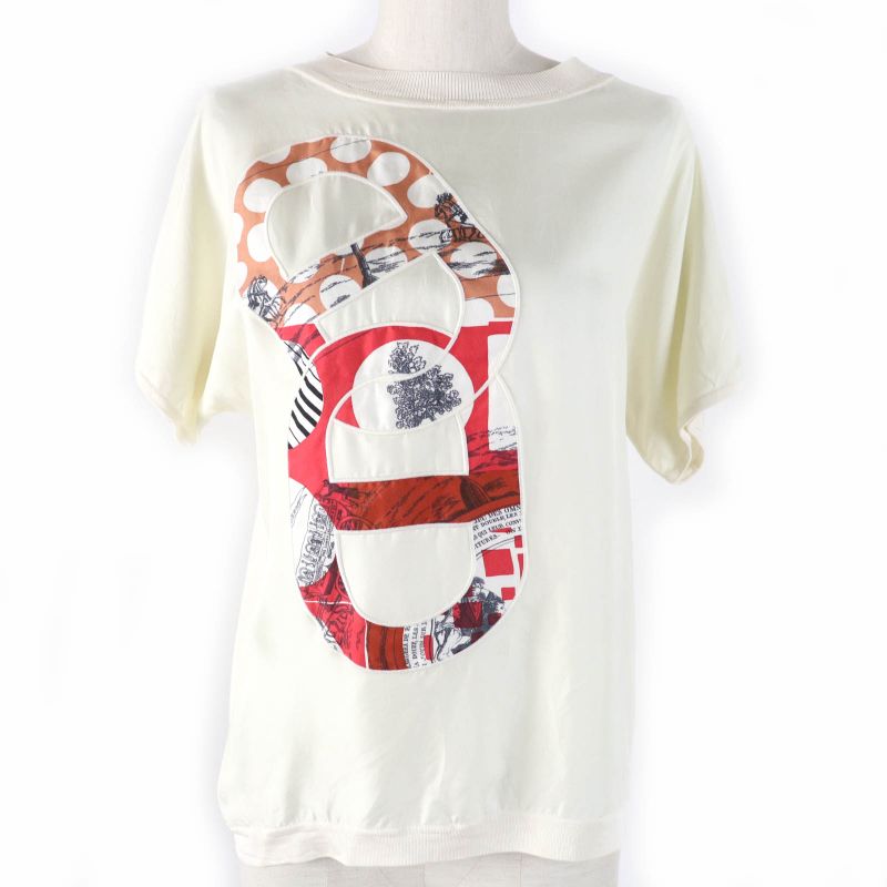 Hermes 22SS 2e2826ds 100% Silk Twill Raine Chaine D'ancre Short Sleeve Knit