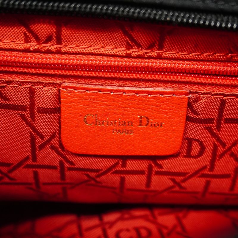 Christian Dior Handbag Canage Lady Dior Nylon Black Gold Hardware Women