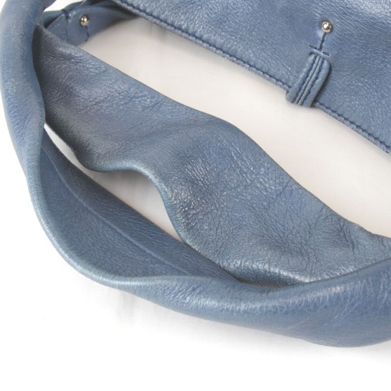 Celine Bittersweet Handbag Leather Blue Stylish Shape Carriage Hardware