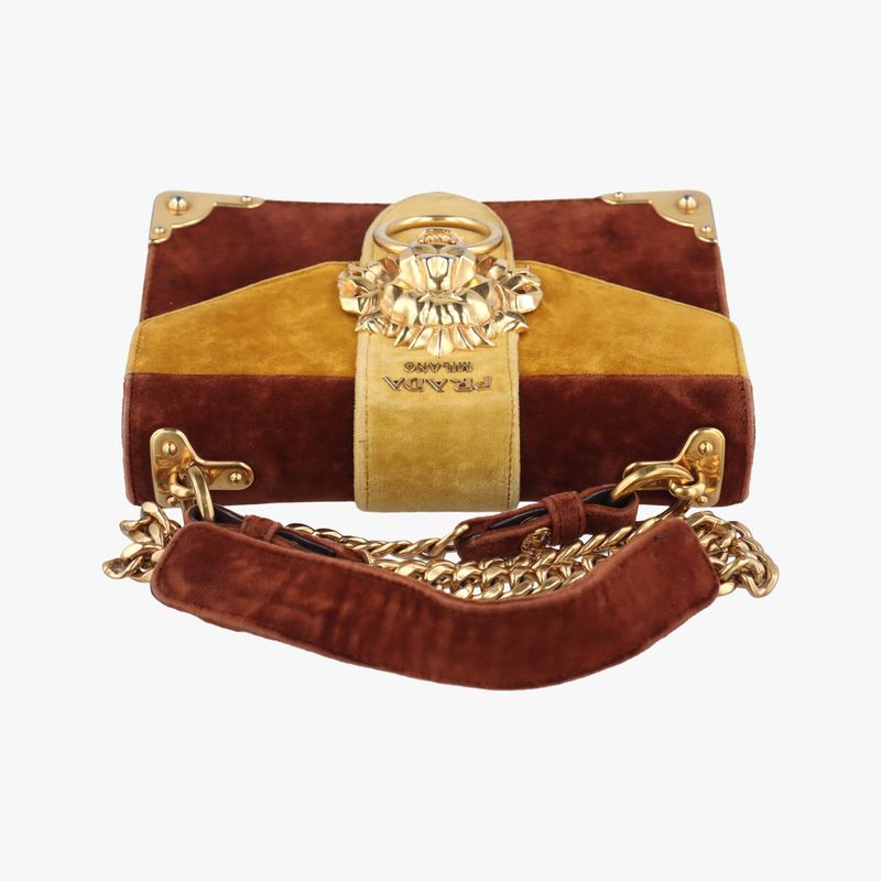 Prada Caye Lion Head Yellow And Brown Velour 1bd089110