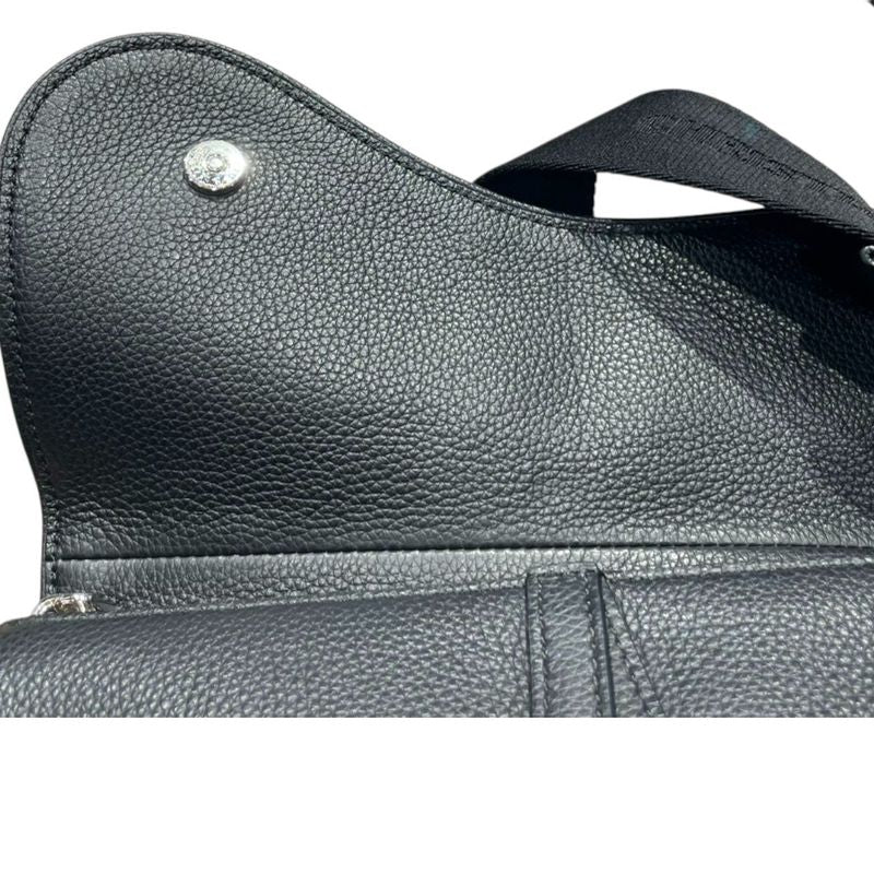 DIOR ⑤ 06-bo-0139 Leather Saddle Bag Unisex Black ONE SIZE