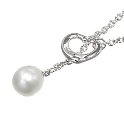 Tiffany & Co Open Heart Lariat Silver 925 X Pearl Ladies 5.68g Necklace