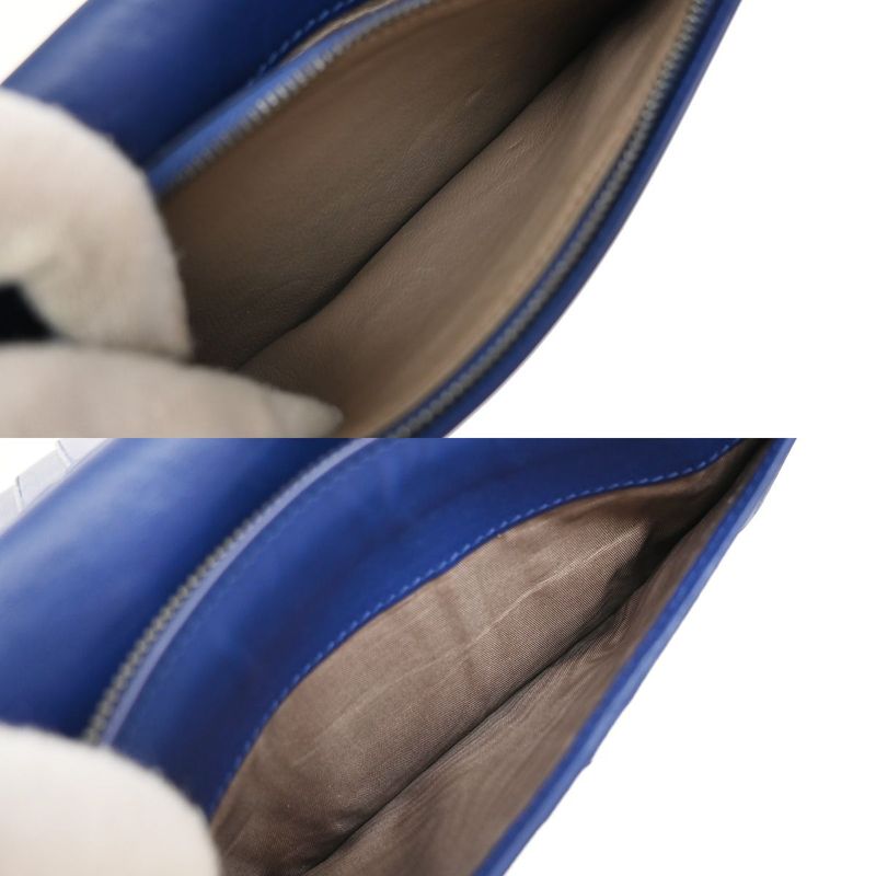 Bottega Veneta Long Wallet Intrecciato Fold Wallet Blue Leather 39kb006