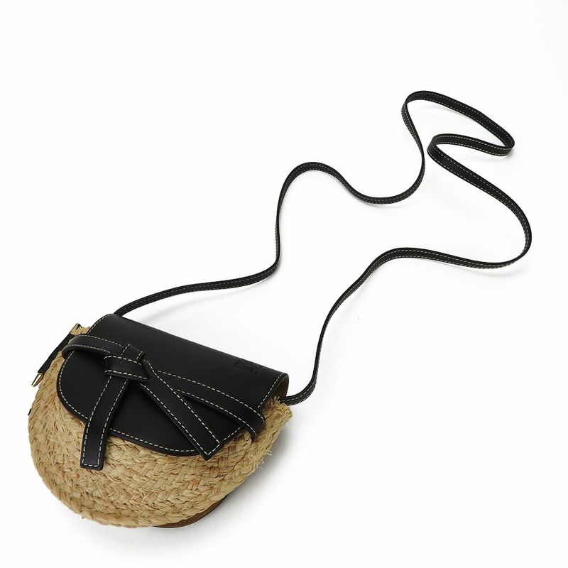 Loewe 329.13u62 Mini Gate Shoulder Bag Diagonal Pochette Ladies Leather Raffia