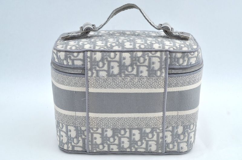Christian DIOR Trotter Cosmetic Bag Pouch Canvas Gray 2183n