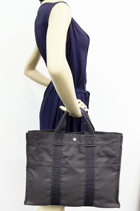 Hermes Tote Handbag Her Line Tote MM Canvas Gray