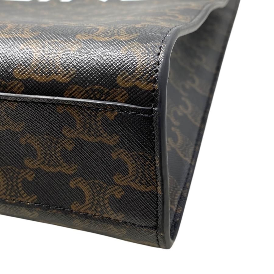 Celine Tote Shoulder Bag Medium Vertical Cabas 194432 Triomphe Black Brown