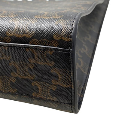 Celine Tote Shoulder Bag Medium Vertical Cabas 194432 Triomphe Black Brown