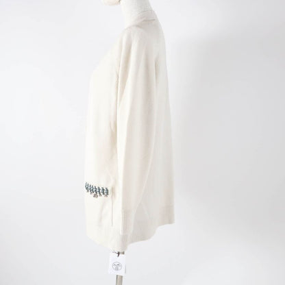 Hermes 22AW 2h2704dn 100% Wool Silk Long Length Knitted Cardigan With Bell