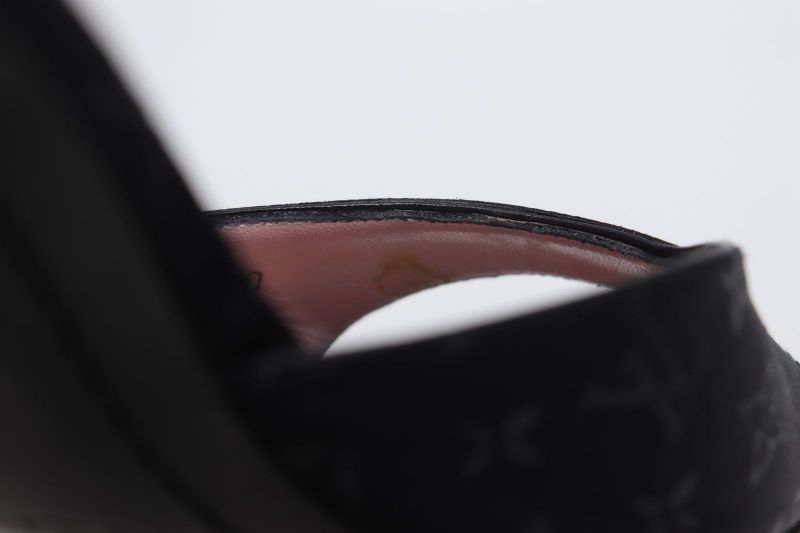 Louis Vuitton Monogram Satin Mule Sandals Women's 37 Ma1020 Black Made In Italy