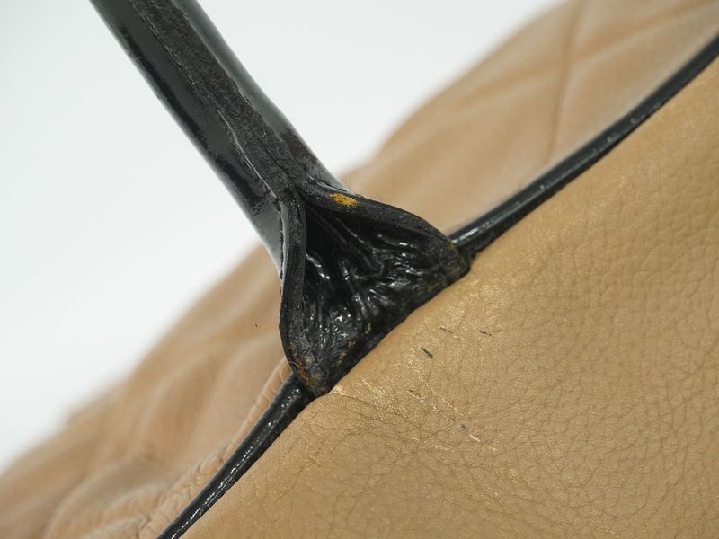 Authentic Chanel Logo Matelasse Boston Bag Handbag Caviar Skin Leather Pink