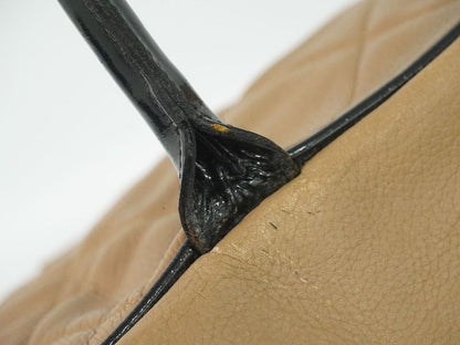 Authentic Chanel Logo Matelasse Boston Bag Handbag Caviar Skin Leather Pink