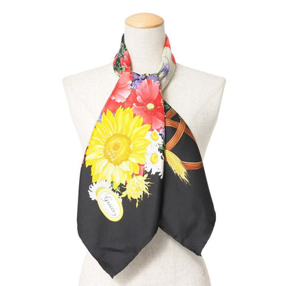 Gucci Vintage Scarf Straw Hat Floral Pattern Belt Motif Total Silk 20250621