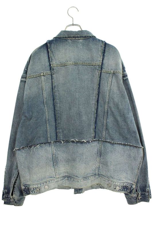 Balenciaga 22AW 697779 Tmw26 Cut Reconstruction Design Oversized Denim Jacket