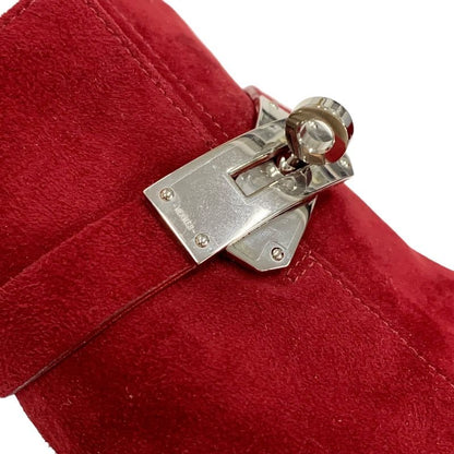 Hermes Saint Germain Boots Short Boots Shoes Kelly Hardware Suede Red Silver
