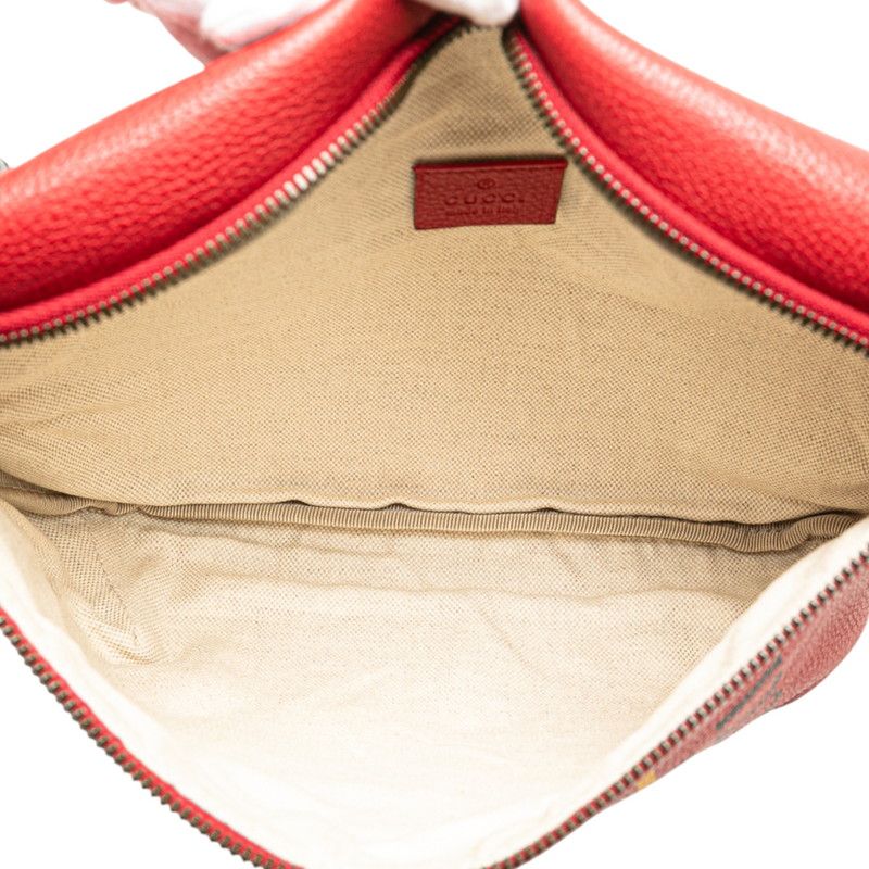 Gucci Logo Print Sherry Line Waist Bag Body Bag 530412 Red Leather Ladies Gucci