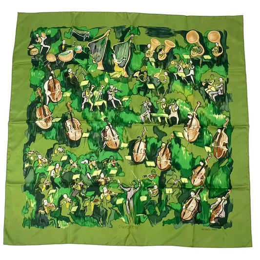 Hermes Carre 90 Silk Scarf Concerto Green