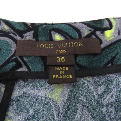 Louis Vuitton Graffiti Logo Long Sleeve Blouse Top Green 36 Made In France