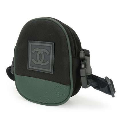 Chanel Shoulder Bag Coco Mark Canvas Black Khaki Pochette Sport 8 Series Ladies