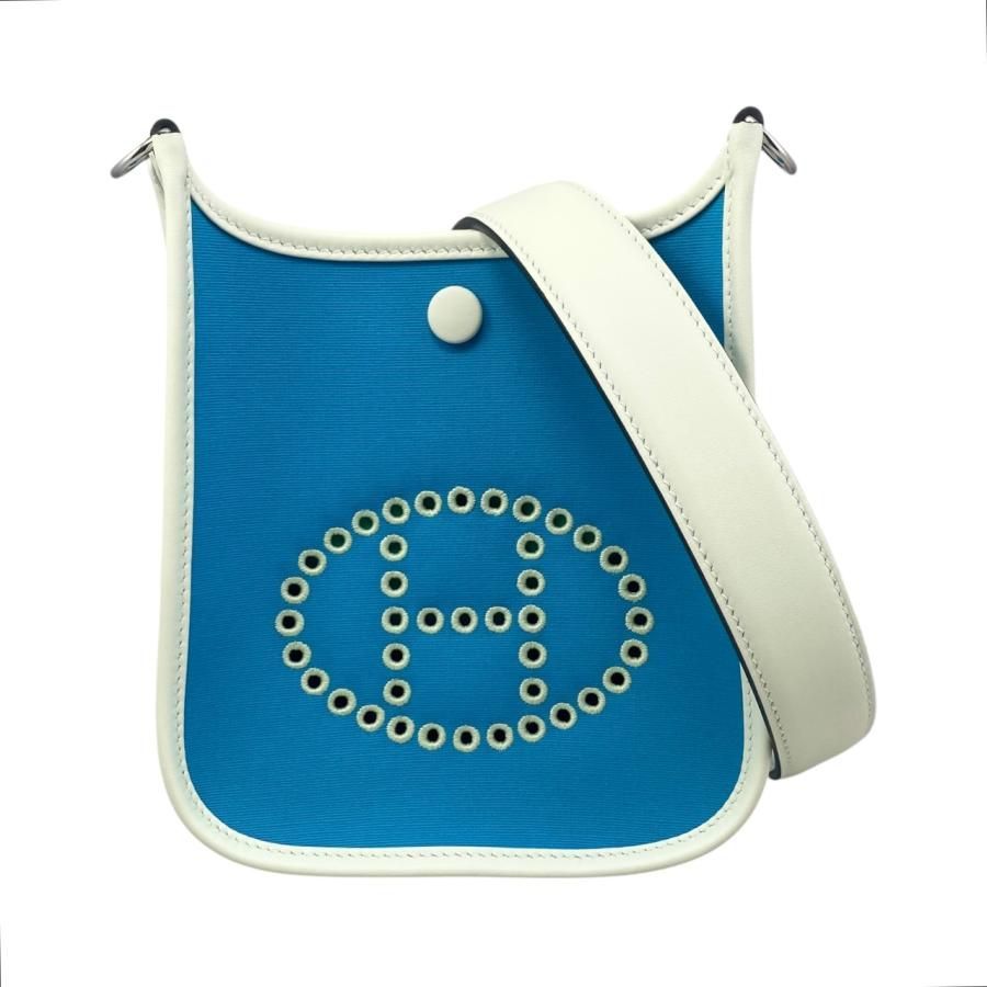 Hermes One Shoulder Bag Neo Evelyn TPM W Engraved Toile Officier Swift Blue