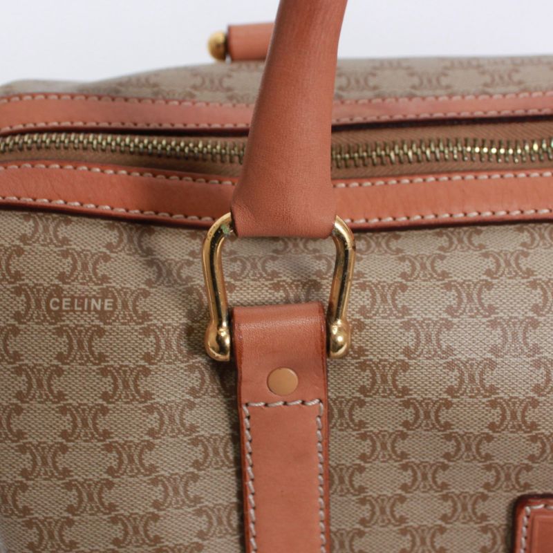 Celine Macadam Leather X PVC Beige Handbag Gold