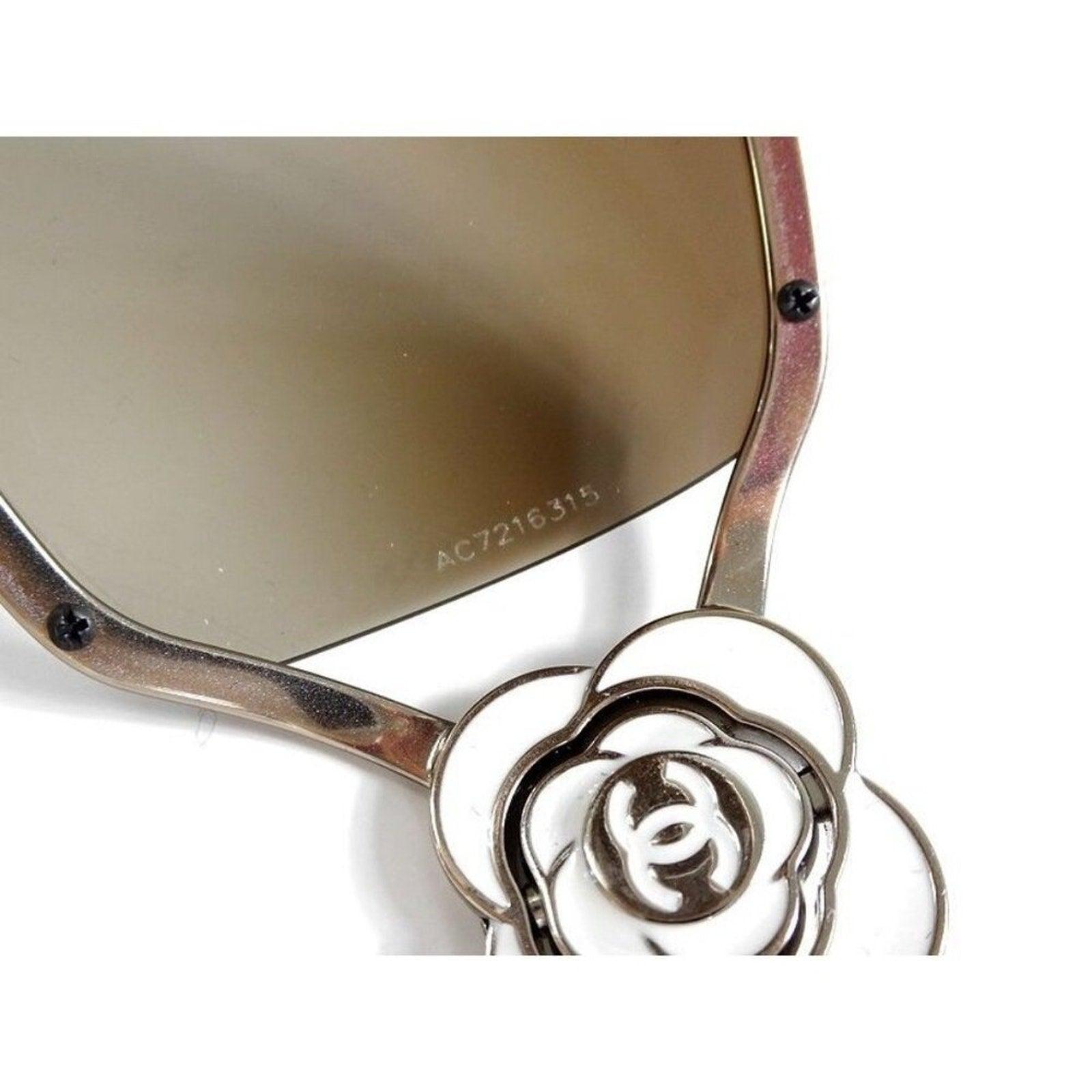 NEW CHANEL CC Logo Vintage Shield Gradient Frameless Sunglasses Camellia - The Reluxe