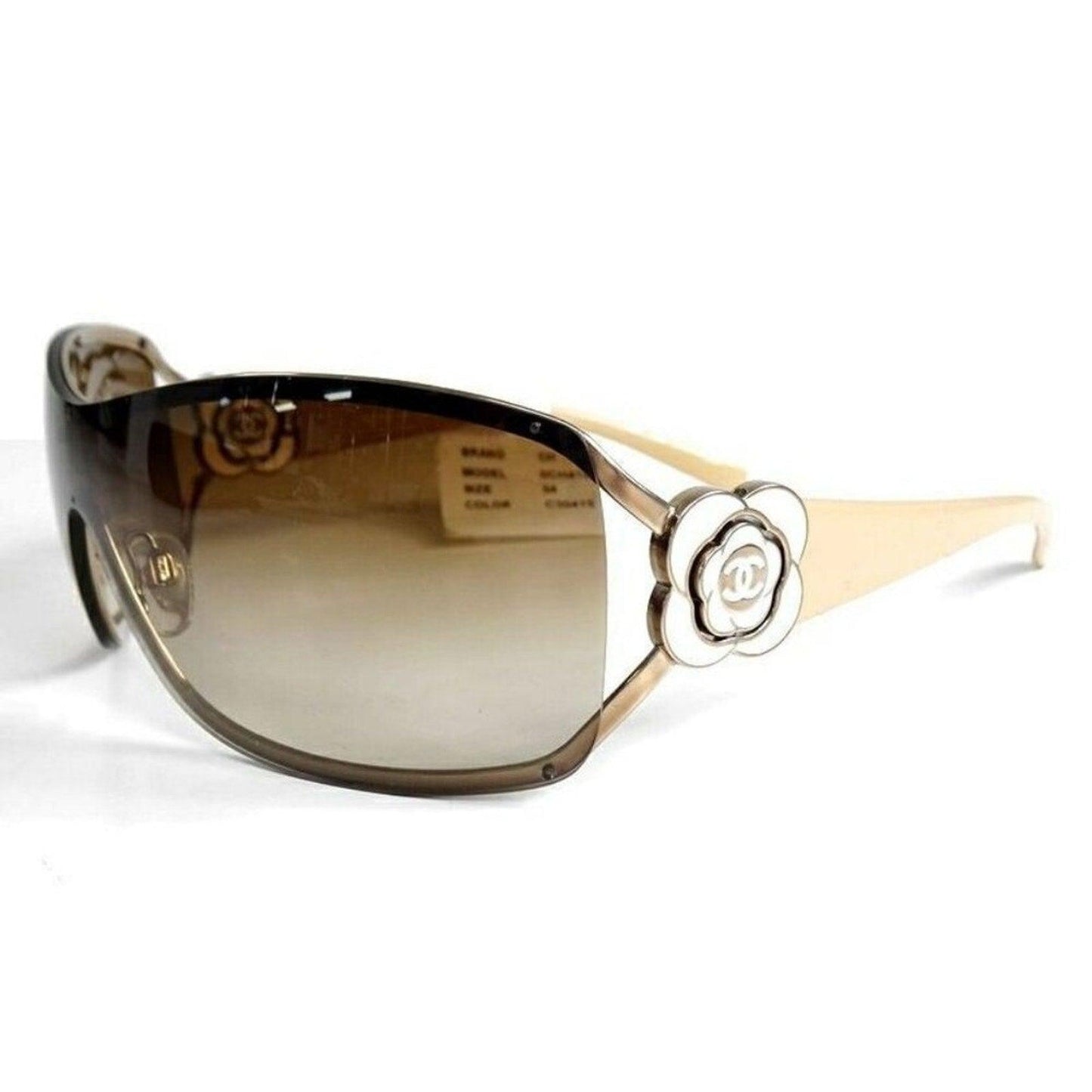 NEW CHANEL CC Logo Vintage Shield Gradient Frameless Sunglasses Camellia - The Reluxe