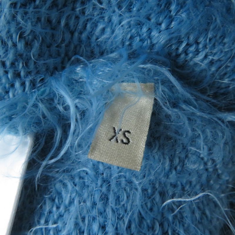 Gucci 695655 GG Embroidery Cubic Sleeve Cropped Knit Pullover Blue XS Made In