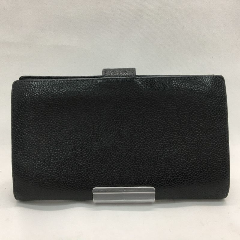 Chanel Women's Bifold Wallet Coco Marc Caviar Skin Black