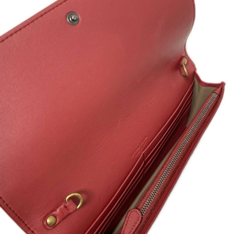 Bottega Veneta Wallet Intrecciato Bordeaux Chain Wallet W/ Detachable Chain