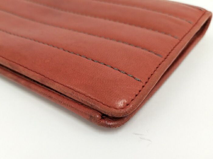 Chanel Bifold Long Wallet Mademoiselle Coco Mark Leather Orange