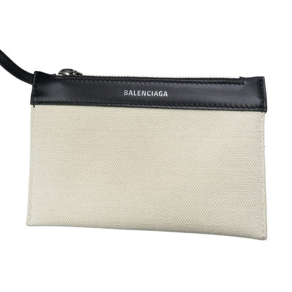 Balenciaga Navy Cabas Su 390346 Canvas Calf Light Beige Black 2WAY Handbag