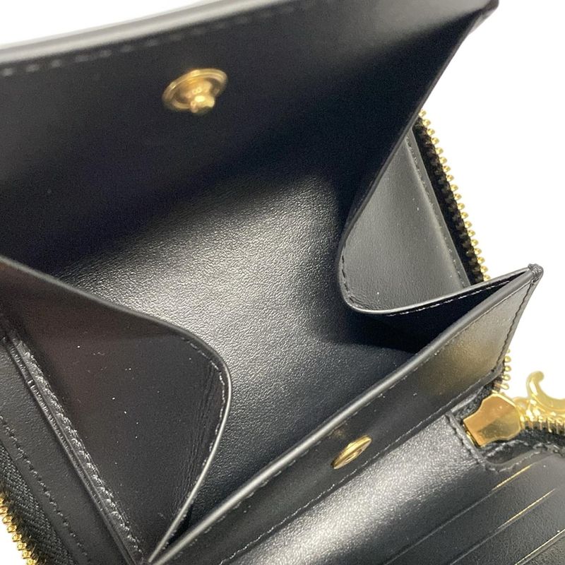 Celine Bifold Wallet Small Zip Wallet Triomphe Charm 10n993fvo38no Black Round
