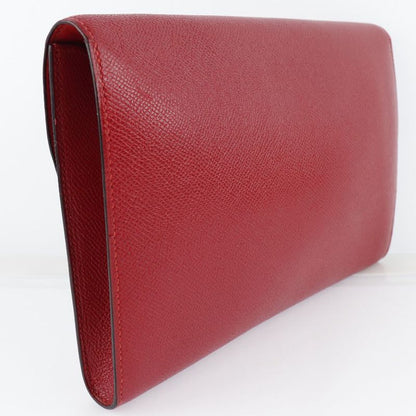Hermes H Logo Vintage Vaux Epson Rouge Vif Red 0S Ladies Clutch Bag