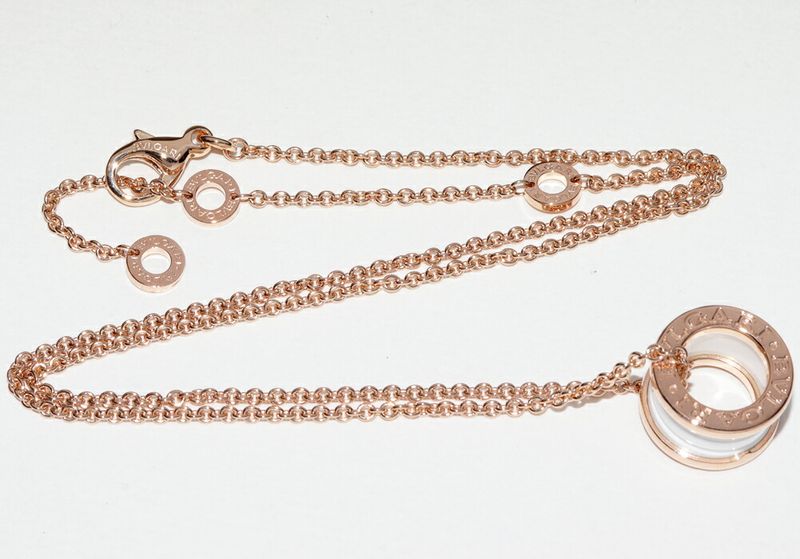 Bulgari Pendant Necklace 18K Pink Gold White Ceramic Bzero1 Pendant Necklace