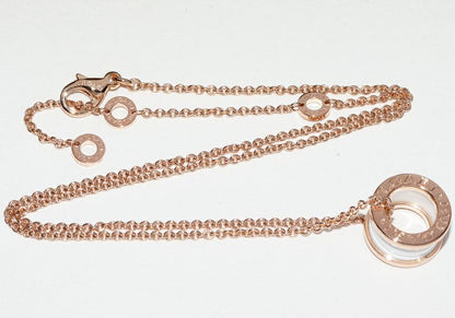 Bulgari Pendant Necklace 18K Pink Gold White Ceramic Bzero1 Pendant Necklace