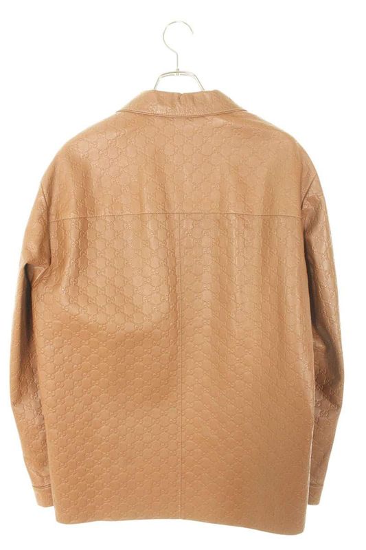 Gucci 770433 Xna0d All Over Embossed Shirt Leather Jacket Men's 48