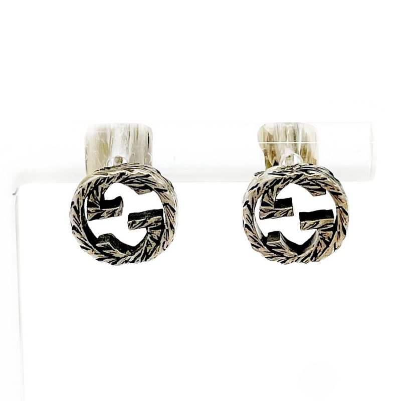 Gucci Silver Interlocking G Earrings 2.8g 925 Engraved 331691 Earrings