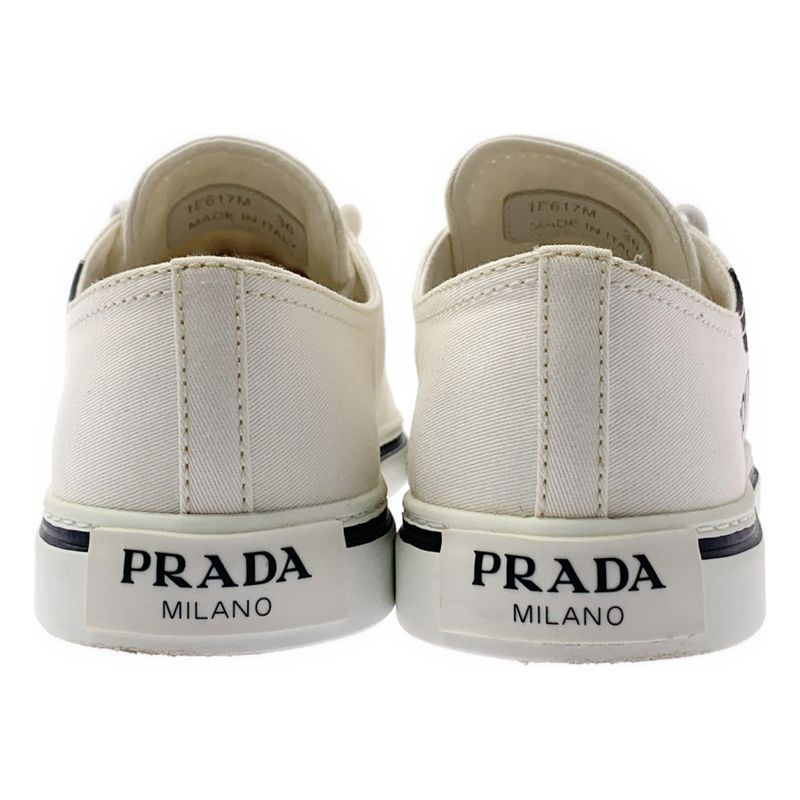 Prada Dotted Canvas Pointed Toe Sneakers - 36 - White - Women's