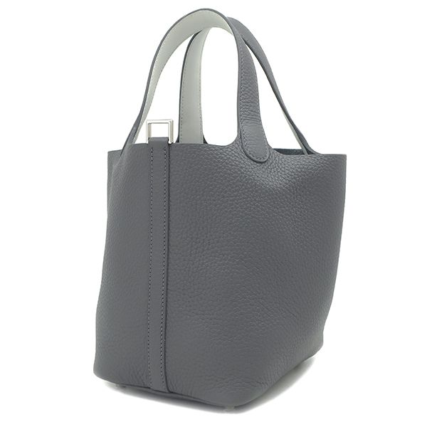 Hermes Handbag Picotin Lock PM Eclat Taurillon Clemence Vorsoft Ardoise × Gris