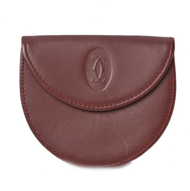 Cartier Coin Case Coin Purse Cartier Wallet Must Line Horseshoe Shape Bordeaux