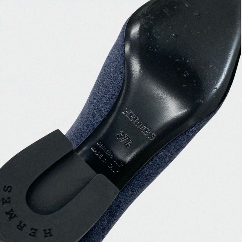 Hermes Volver Boots Short Shoes Knit Leather Blue Black Exlibris Sock