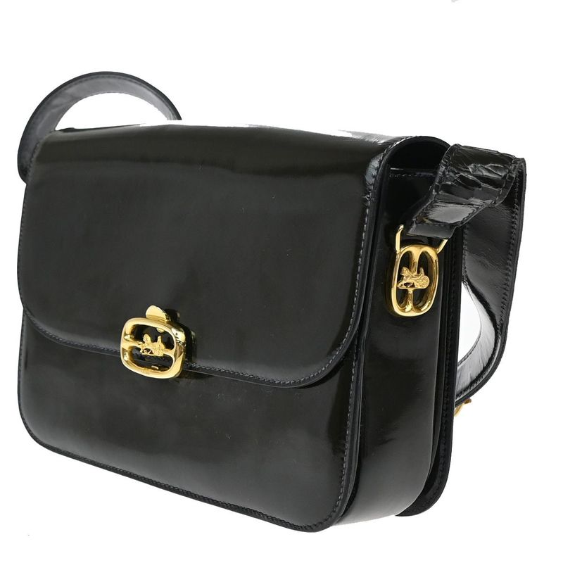 Celine Carriage Motif Shoulder Bag Enamel Navy 31ka940