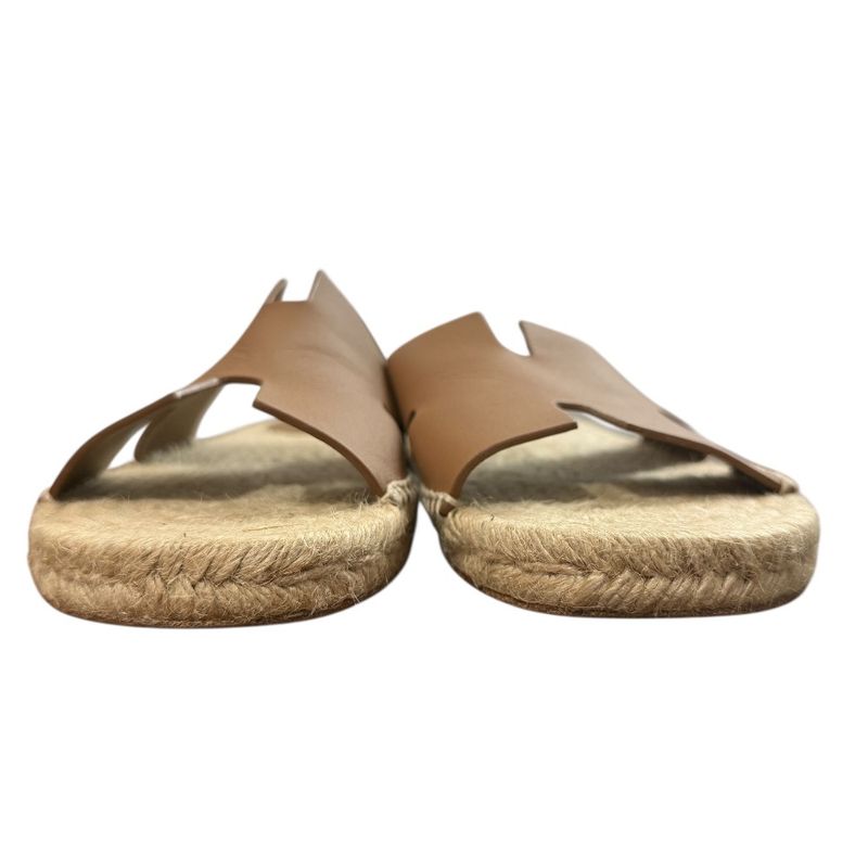 Hermes Espadrille Antigua Flat Leather Sandals 42 Approx 27cm (10.63in) Brown