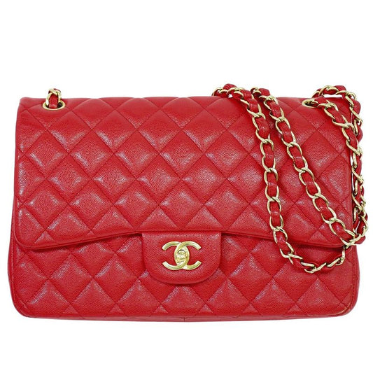 Authentic Chanel Coco Mark Matelasse Double Flap Chain Shoulder Bag Caviar Skin