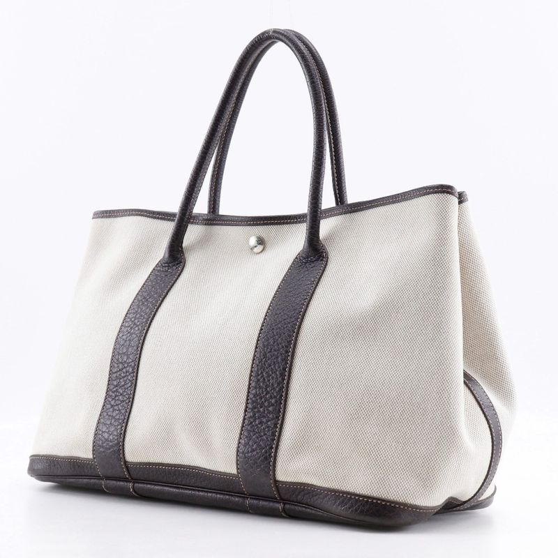 Hermes Garden Party PM Toile Ash X Buffalo Marron Beige/brown □H Ladies Tote Bag