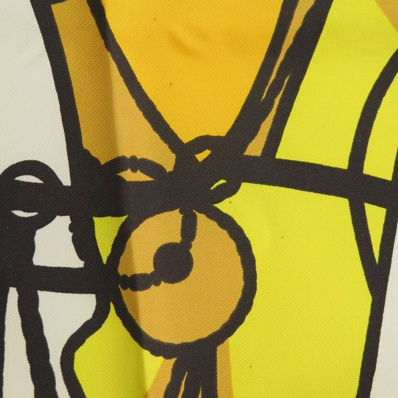 Hermes Carré 45 ROBE DU SOIR Robe Du Soir Silk Yellow Scarf 1884 Hermes