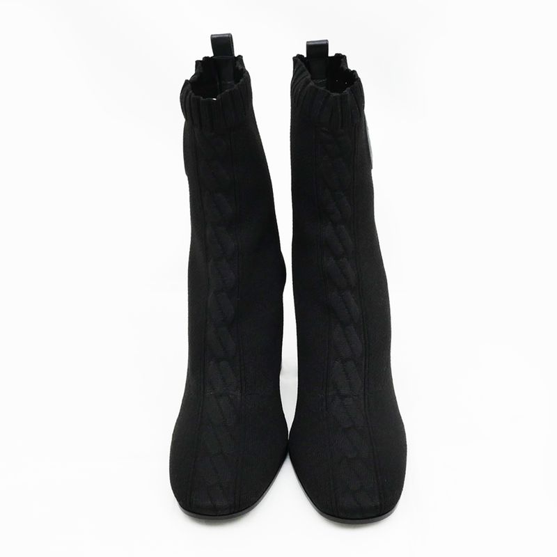 Hermes Jenna 90 Black Size 38 1 2 25cm (9.84in) Short Knit Boots