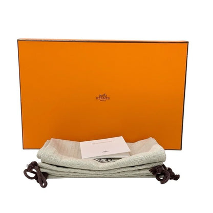 Hermes Gram 60 Sandals Shoes Suede Beige Silver Chaine D'ancre Metal Heel Strap